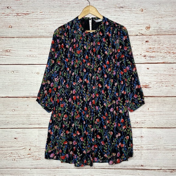 NWT Zara The Annie Dress Floral Pleated Dress Sz M - Picture 3 of 16